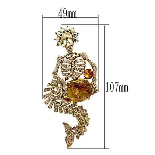 LO2411 - Gold White Metal Brooches with AAA Grade CZ in Topaz - Diamodern