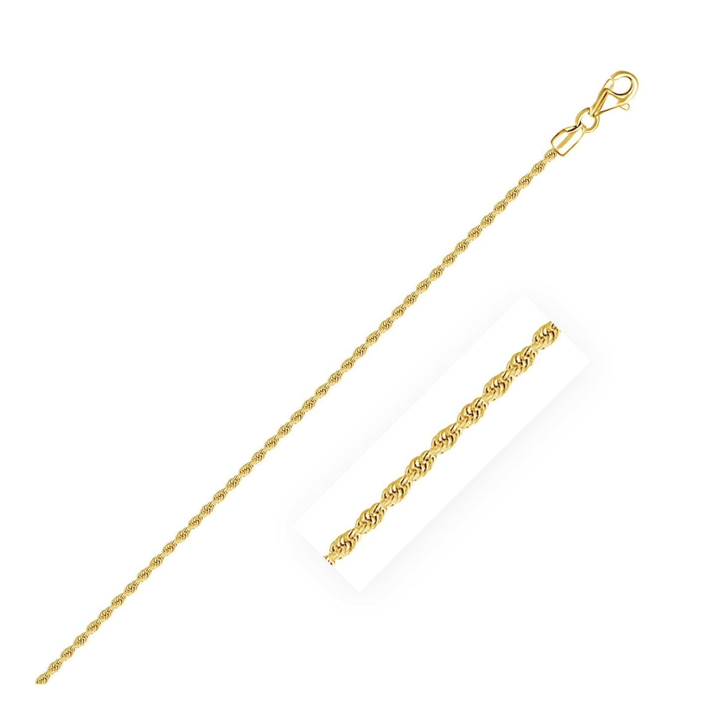 10K Yellow Gold Hollow Diamond Cut Rope Chain (2.00 mm) - Diamodern