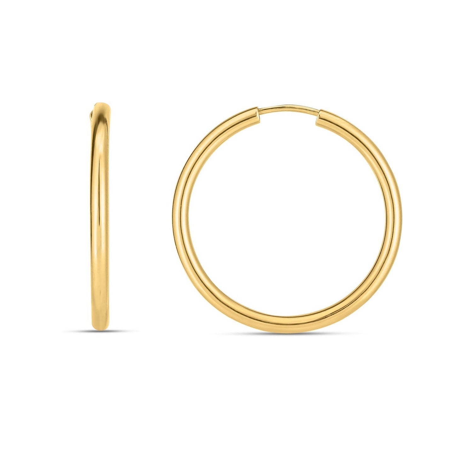 14k Yellow Gold Endless Round Hoop Earrings(2x21mm) - Diamodern