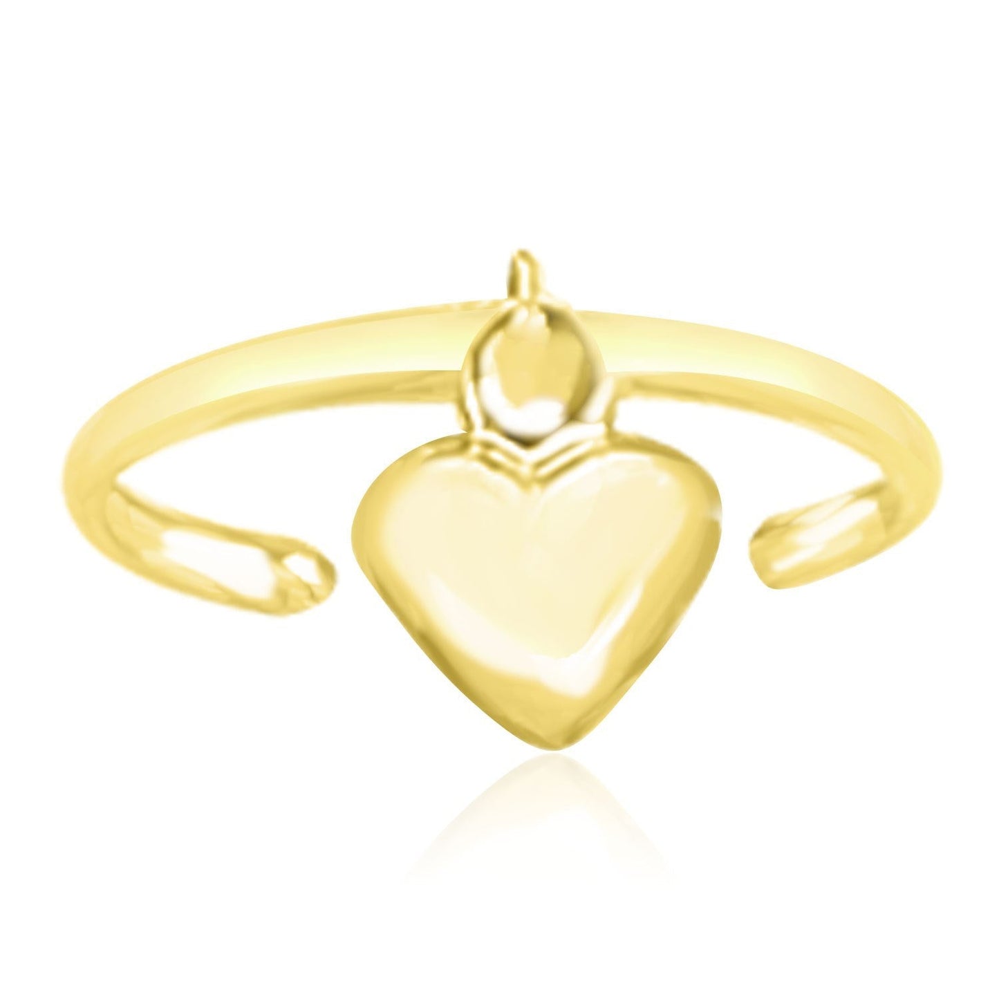 14k Yellow Gold Cuff Puffed Heart Toe Ring - Diamodern