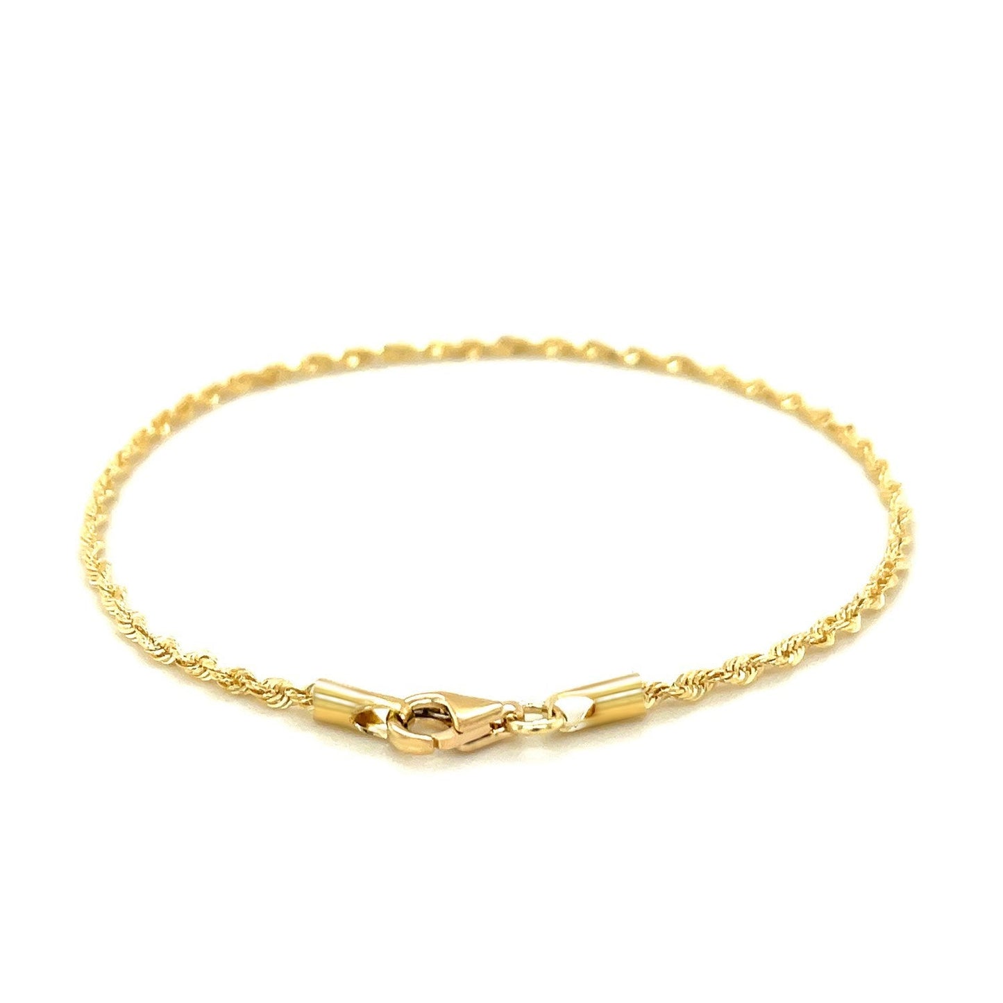 2.0mm 10k Yellow Gold Diamond Cut Rope Anklet