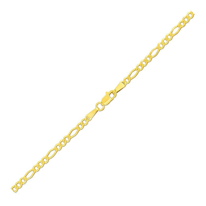 2.8mm 14k Yellow Gold Figaro Anklet