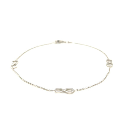 Sterling Silver Anklet with Infinity Symbols