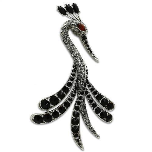 LO2393 - Imitation Rhodium White Metal Brooches with Top Grade Crystal in Multi Color