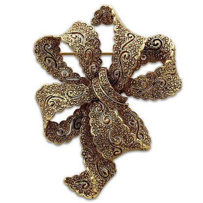 LO2403 - Gold White Metal Brooches with Top Grade Crystal in Citrine Yellow