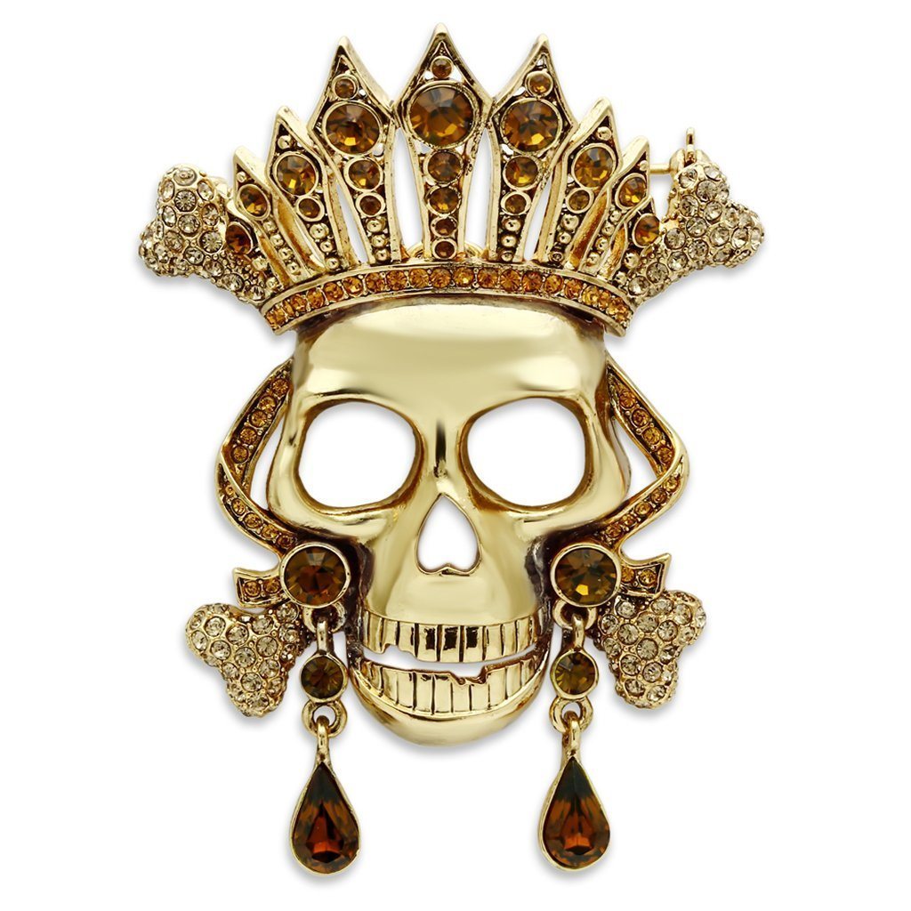 LO2407 - Gold White Metal Brooches with Top Grade Crystal in Multi Color