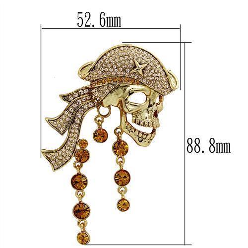 LO2415 - Gold White Metal Brooches with Top Grade Crystal in Multi Color