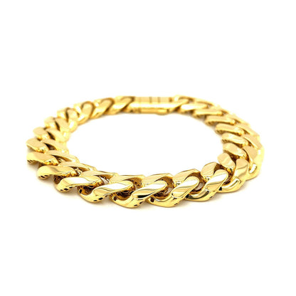 14k Yellow Gold 8 1/2 inch Wide Polished Curb Chain Bracelet