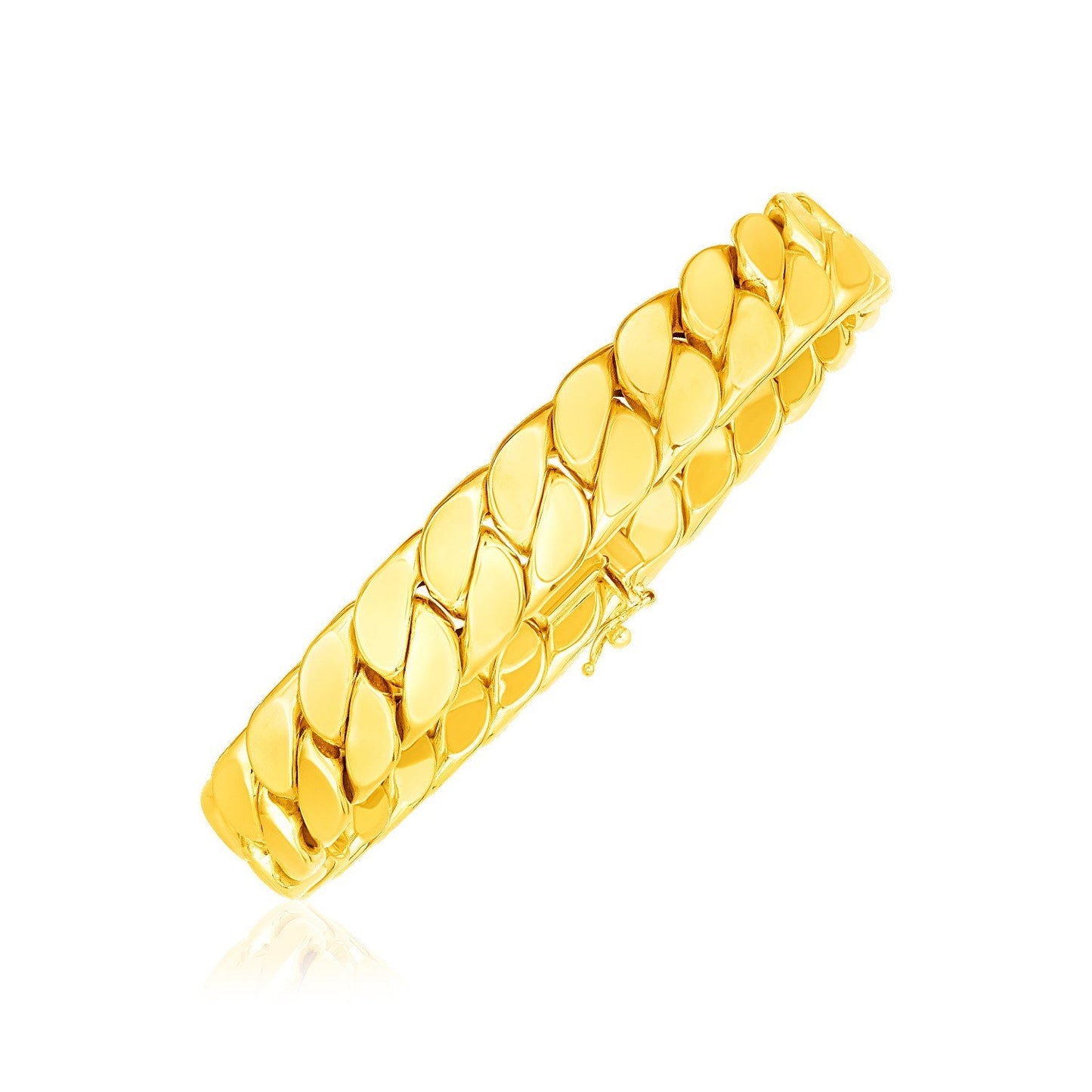 14k Yellow Gold 8 1/4 inch Mens Wide Curb Chain Bracelet