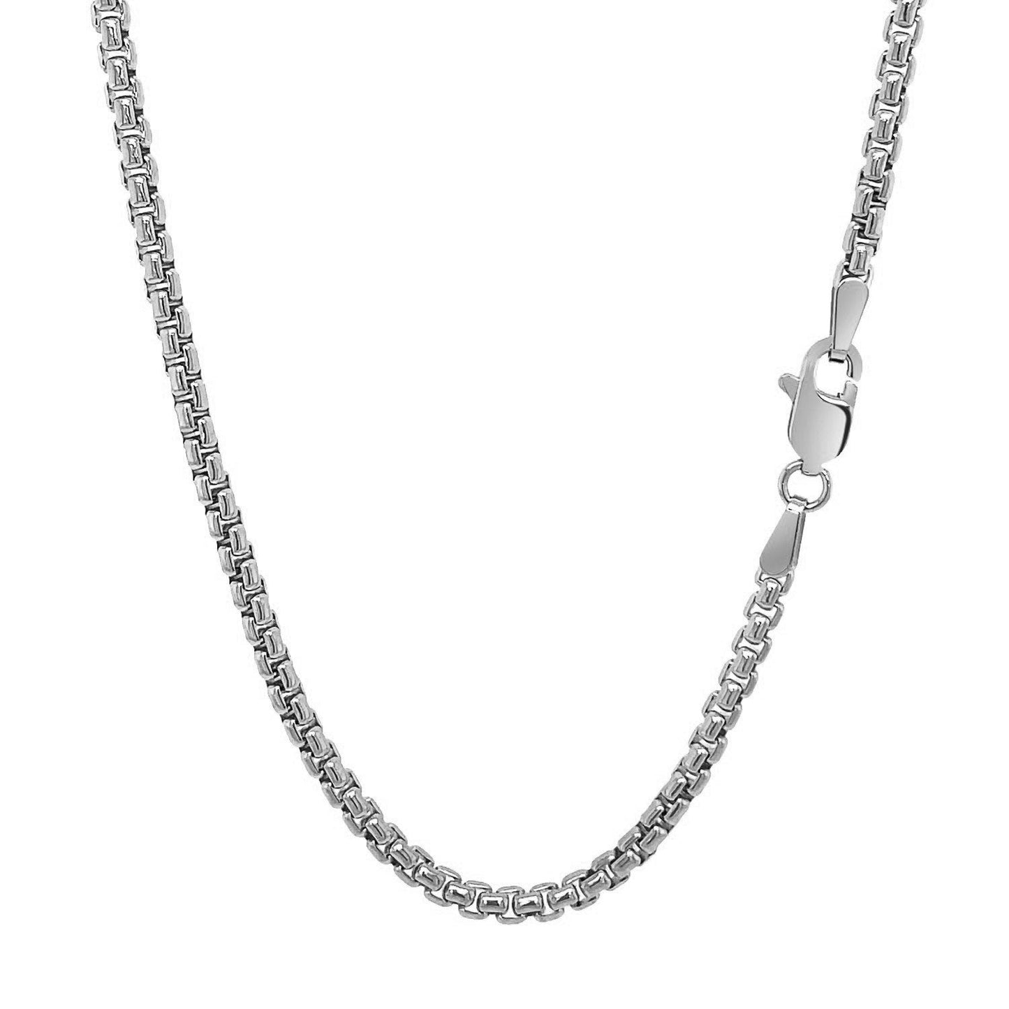 14k White Gold Solid Round Box Chain (2.50 mm)