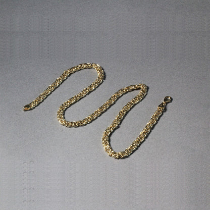 14k Yellow Gold Fancy Byzantine Chain Necklace