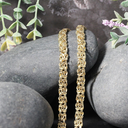 14k Yellow Gold Fancy Byzantine Chain Necklace