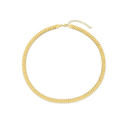 14k Yellow Gold Rib Link Necklace