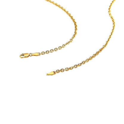 18k Yellow Gold Diamond Cut Cable Link Chain (2.60 mm)