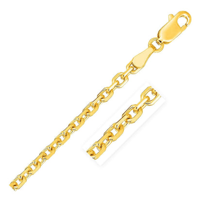 18k Yellow Gold Diamond Cut Cable Link Chain (2.60 mm)