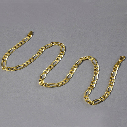 10K Yellow Gold Solid Figaro Chain (5.30 mm)