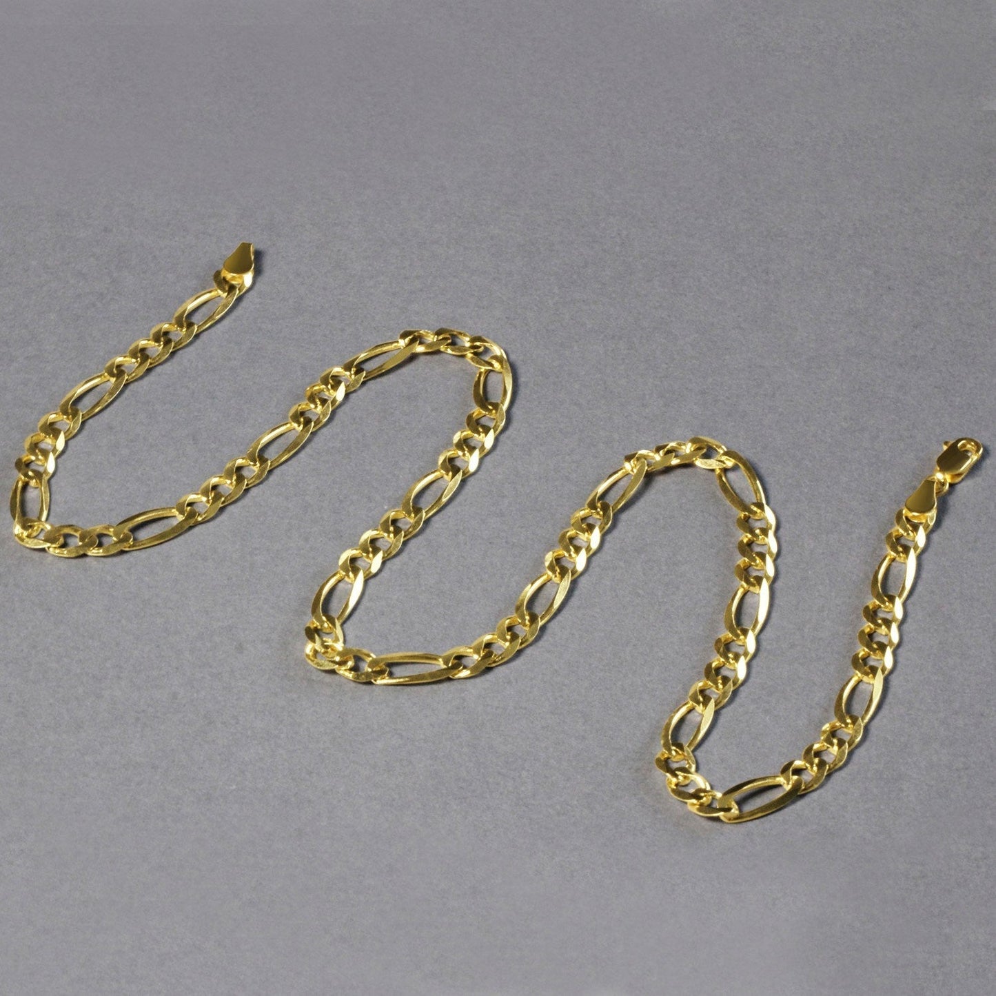 10K Yellow Gold Solid Figaro Chain (5.30 mm)