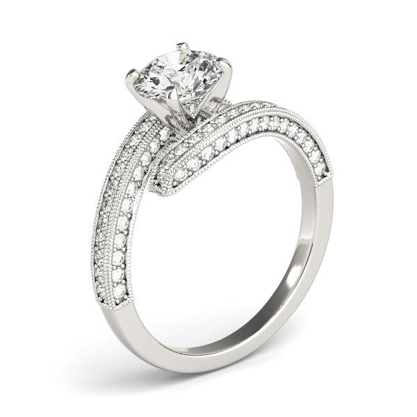 14k White Gold Round Diamond Bypass Style Engagement Ring (1 1/2 cttw)