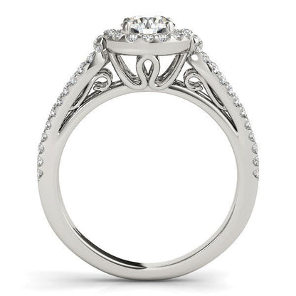 14k White Gold Diamond Engagement Ring with Teardrop Split Shank (7/8 cttw)