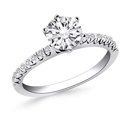 14k White Gold Engagement Ring with Fishtail Diamond Accents