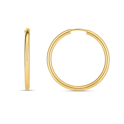 14k Yellow Gold Endless Round Hoop Earrings(2x21mm)