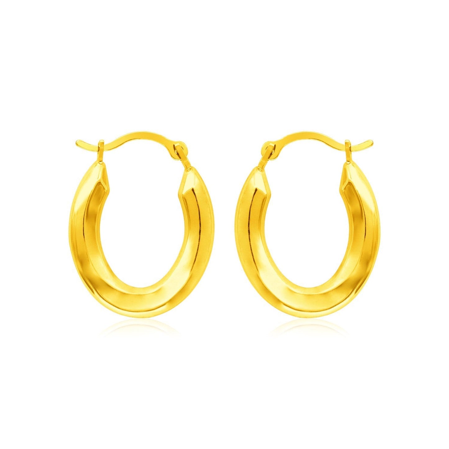 14k Yellow Gold Polished Oval Hoop Earrings