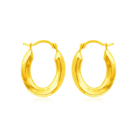 14k Yellow Gold Polished Oval Hoop Earrings