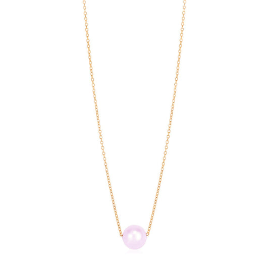 14k Rose Gold Pearl Solitaire Necklace