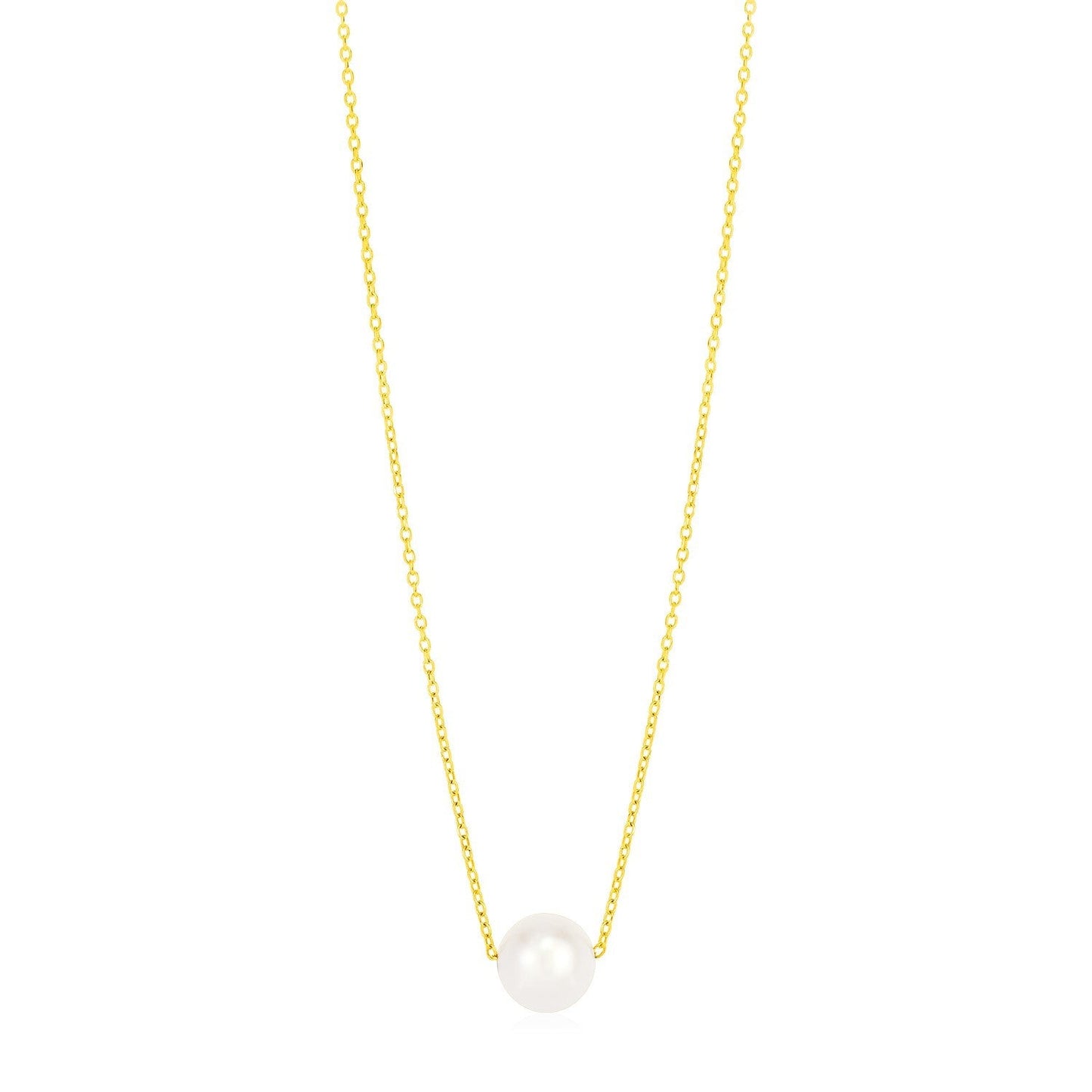 14k Yellow Gold Pearl Solitaire Necklace