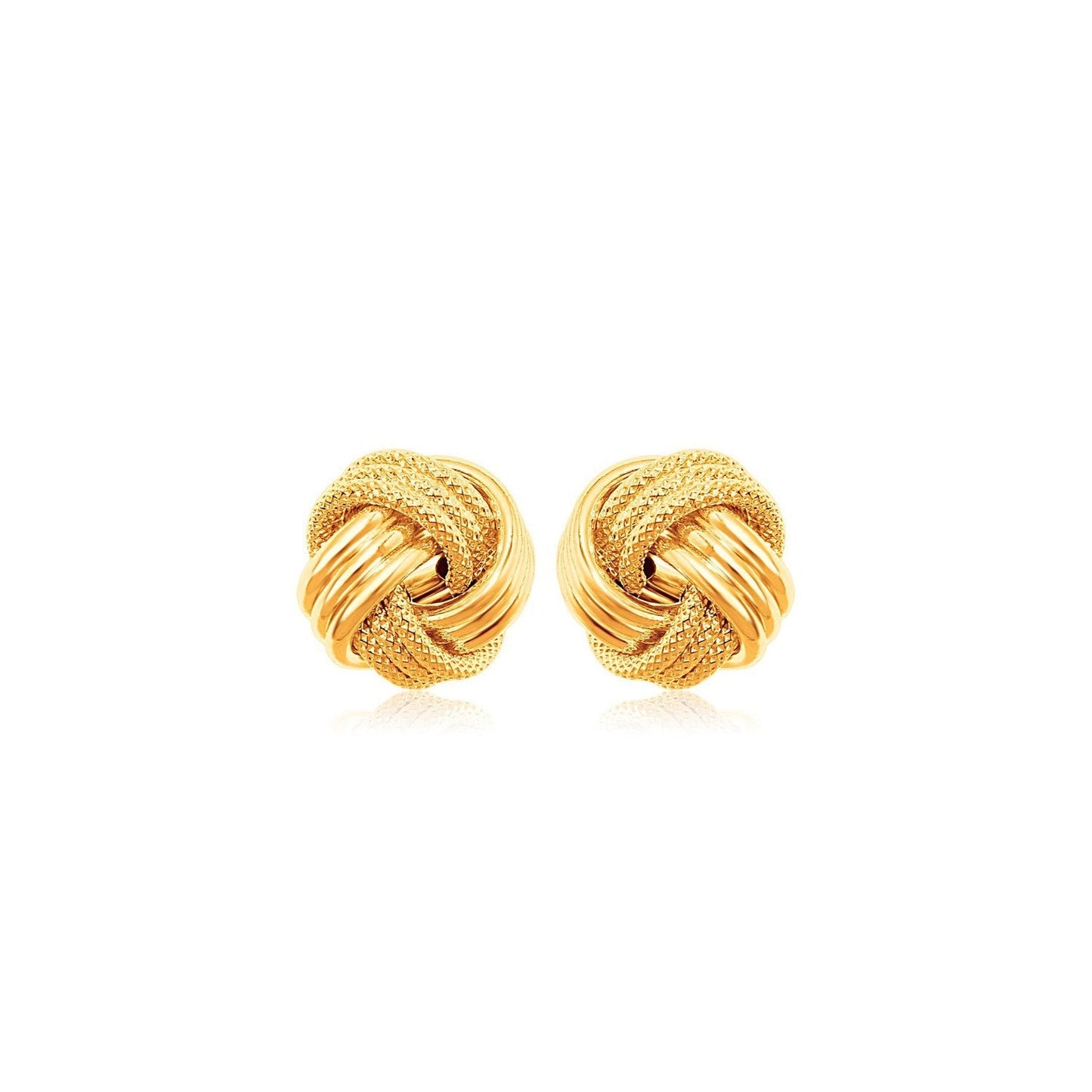 10k Yellow Gold Love Knot with Ridge Texture Earrings