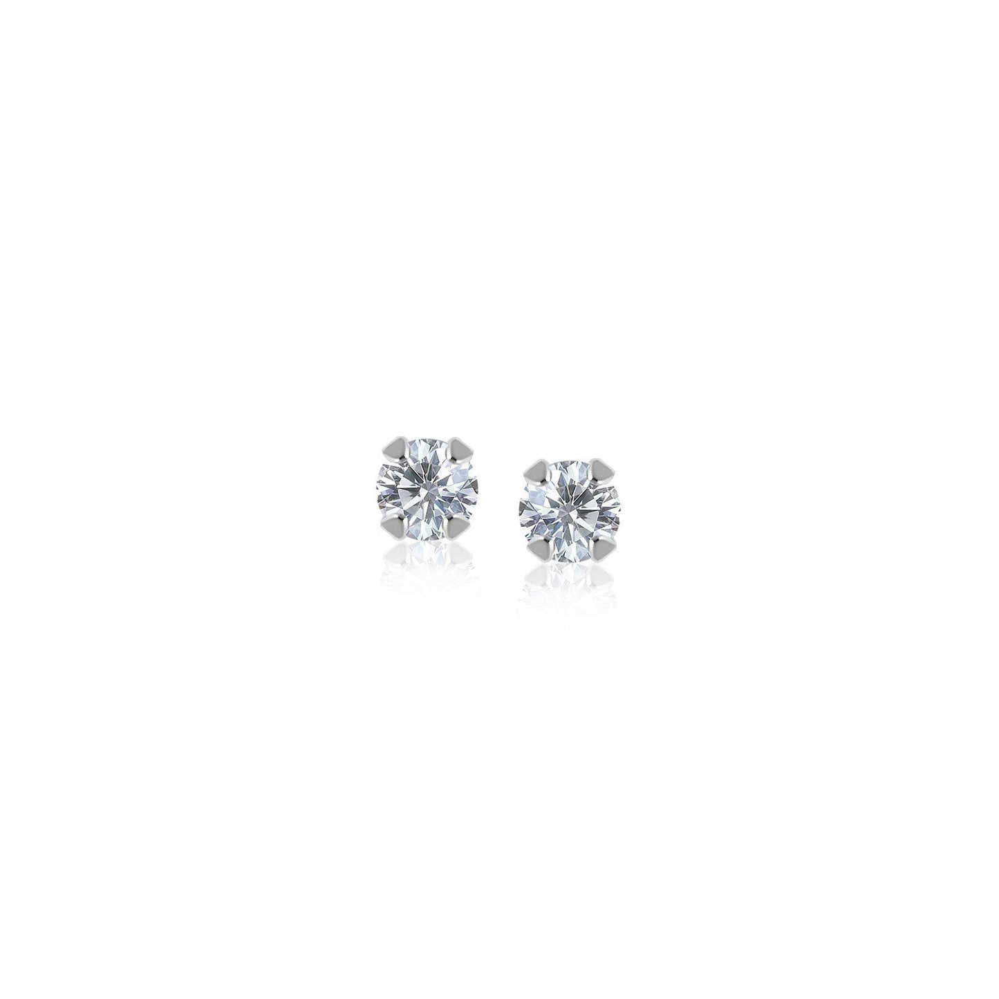 14k White Gold White Cubic Zirconia Stud Earrings(2mm)