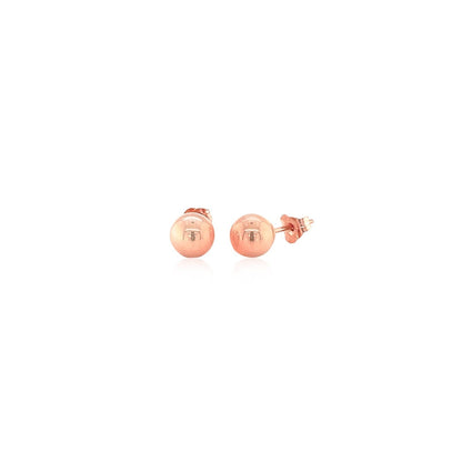 14k Rose Gold Classic Round Shape Stud Earrings (6mm)