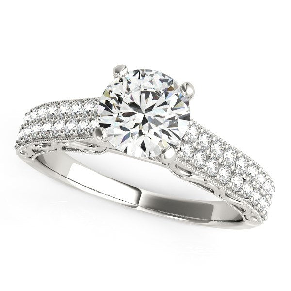 14k White Gold Pronged Diamond Antique Style Engagement Ring (1 1/3 cttw) - Diamodern Jewelux