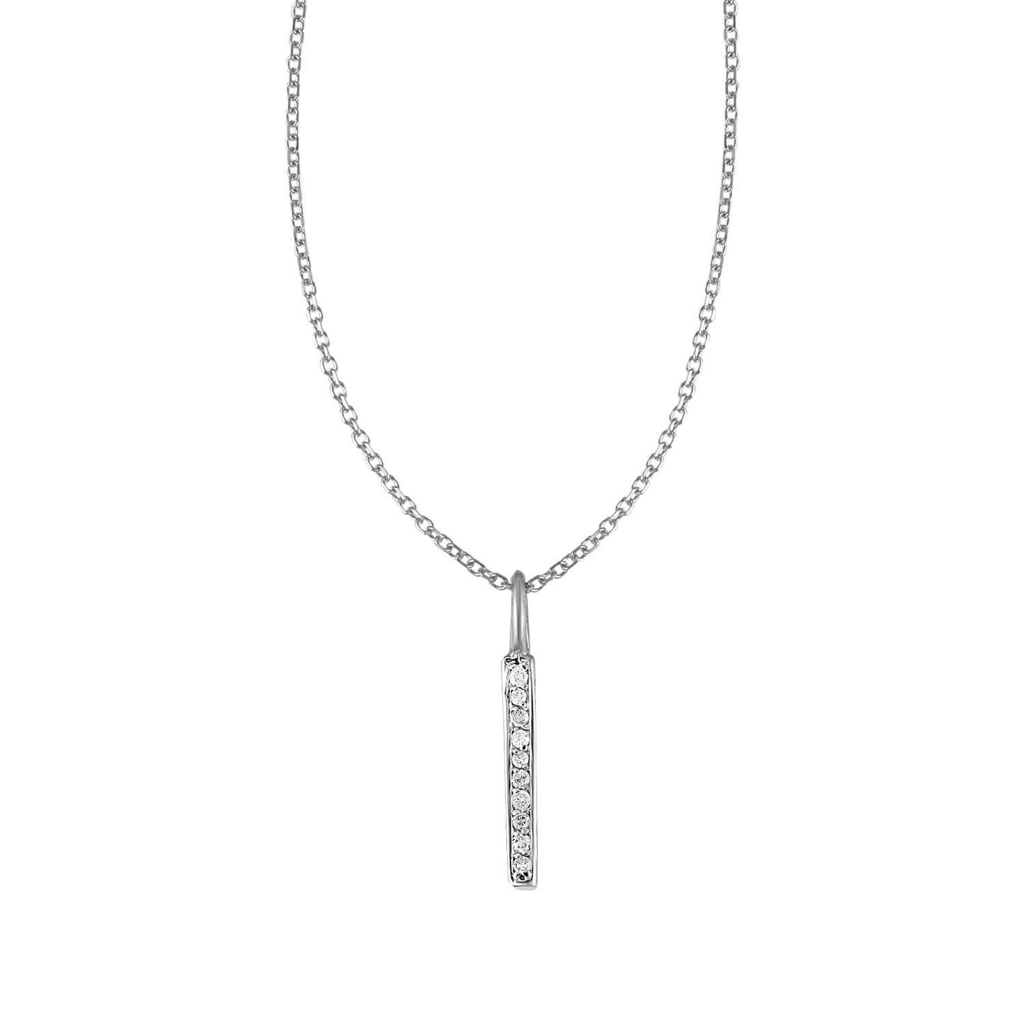 14k White Gold Bar Pendant with Diamonds - Diamodern Jewelux