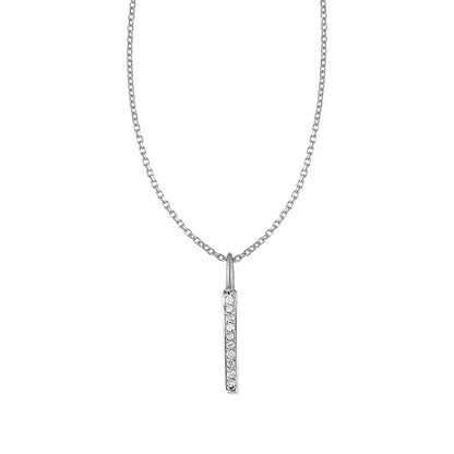 14k White Gold Bar Pendant with Diamonds - Diamodern Jewelux